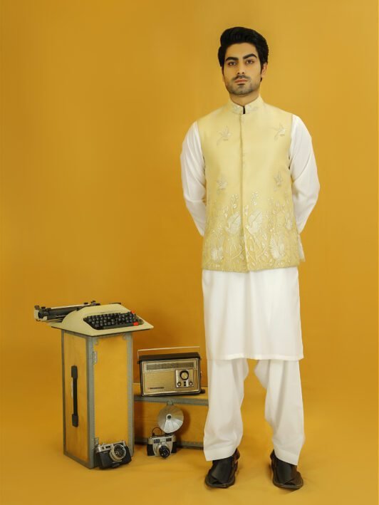 Buy Embroidered Organza Waist Coat Online