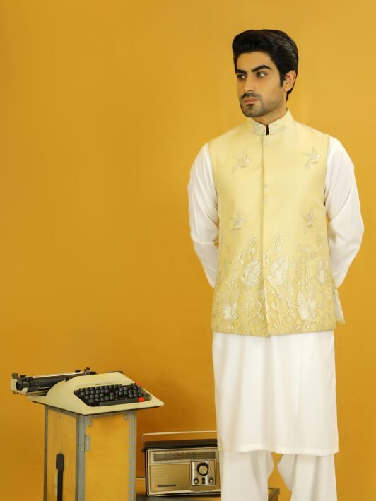 Buy Embroidered Organza Waist Coat Online