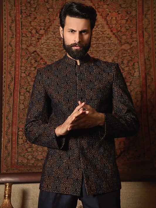 Wedding Geometric Embroidery Prince Coats