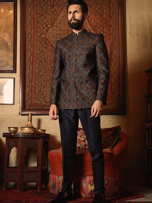 Wedding Geometric Embroidery Prince Coats