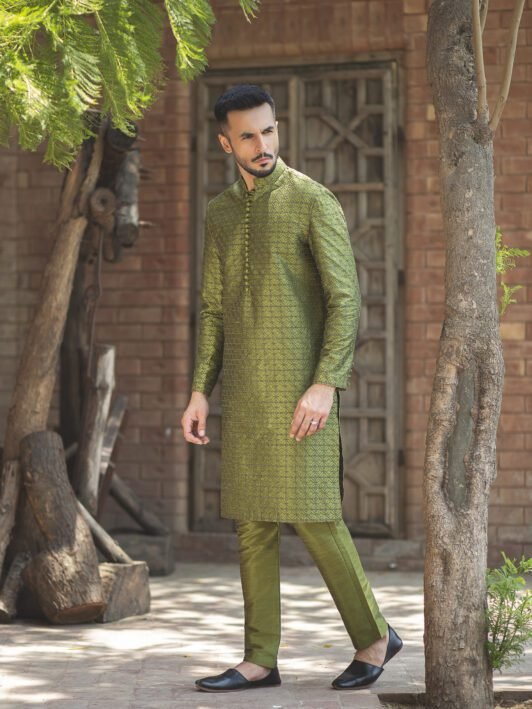 Wedding Embroidered Silk Kurta