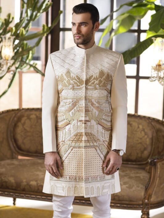 Trendy unique embroidery sherwani online