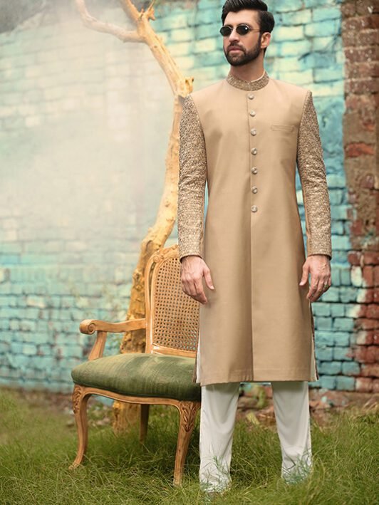 Wedding hand worked sherwani online